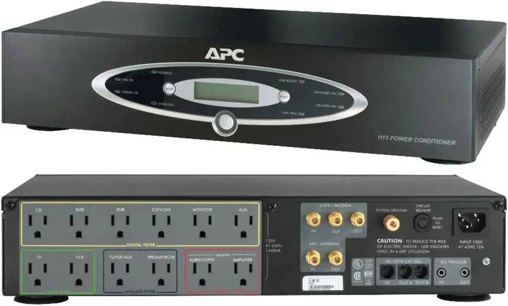 APC H15BLK 12-Outlet H-Type Rack-Mountable Power Conditioner - The Best Surge Protectors for Home Theaters
