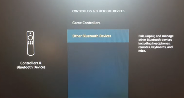 Click ‘Controllers and Bluetooth Devices’, then ‘Other Bluetooth Devices’ - How To Connect Your Bluetooth Speaker To An Amazon Fire TV Stick?