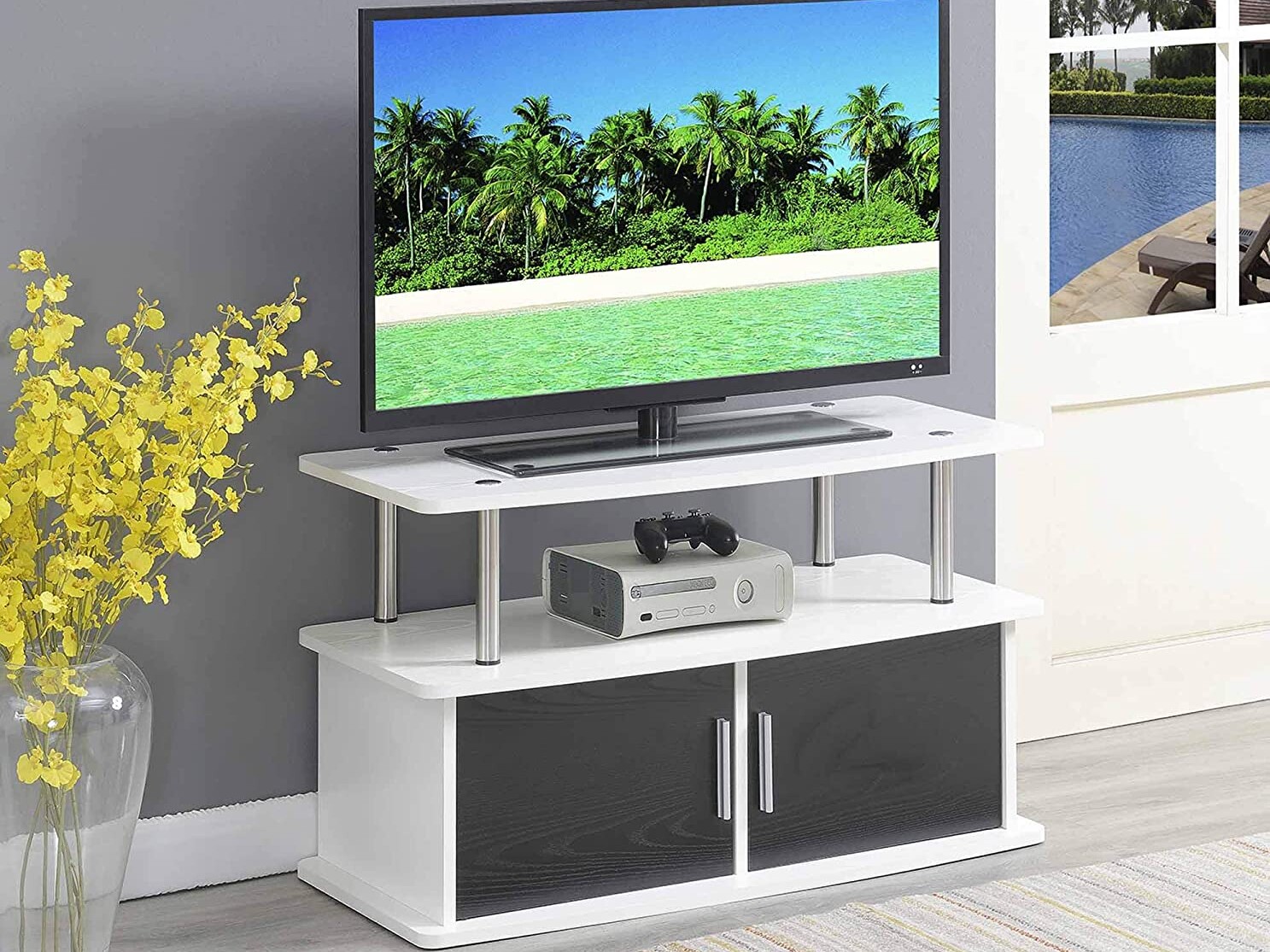 The Best Entertainment Centers for Small Rooms - Convenience Concepts Designs2Go Deluxe 2 Door TV Stand with Cabinets, White