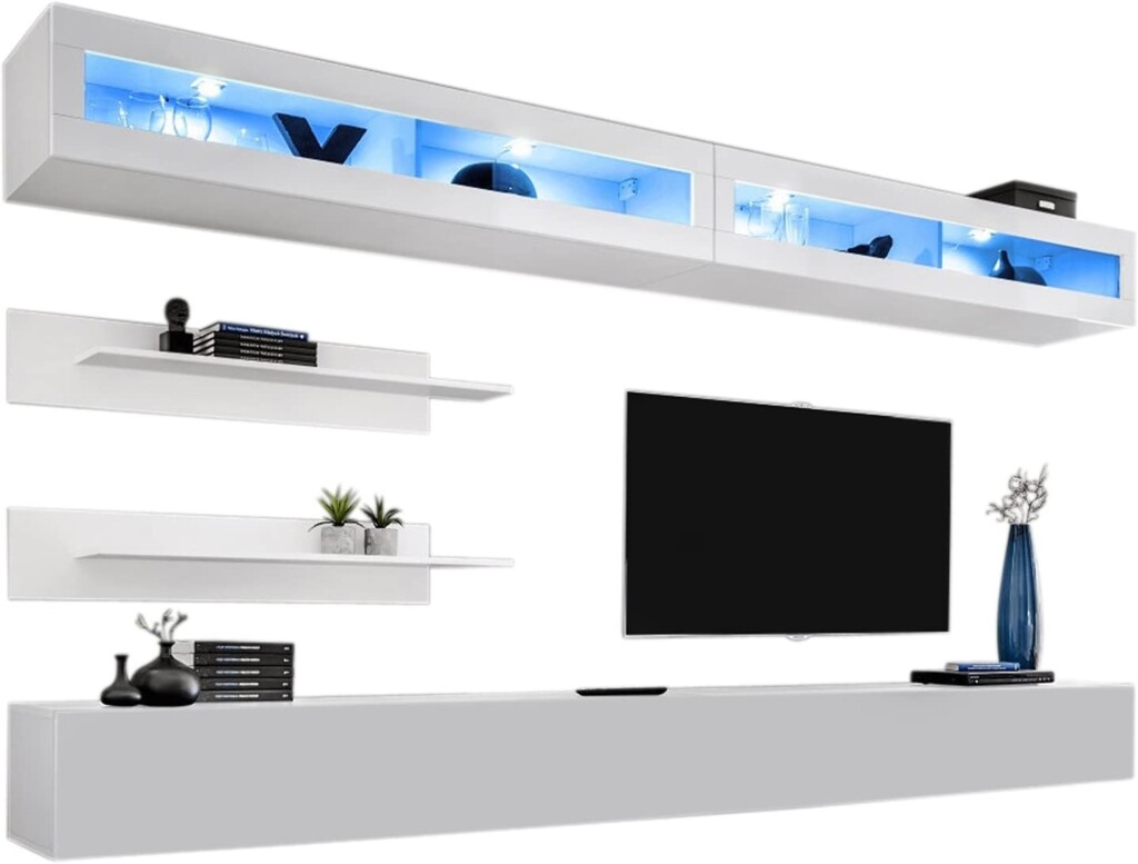 
MEBLE FURNITURE & RUGS Wall Mounted Floating Modern Entertainment Center Fly I - Best Entertainment Centers For Wall-Mounted TVs