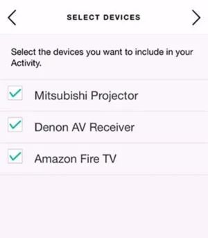 11) Adding an Activity - Select Devices to Include in the Activity