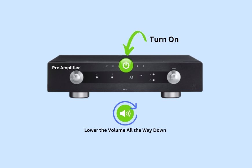 4. Turn Your Preamp On and Lower the Volume All the Way Down