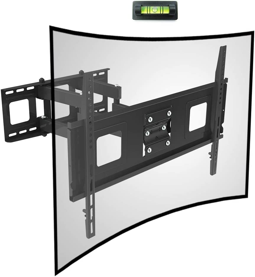 Fleximounts Curved Flat TV Wall Mount TV Bracket for 32-65 inch up to 132lbs VESA 600x400mm with Swivel Articulating Dual Arms, Full Motion TV Wall Mount