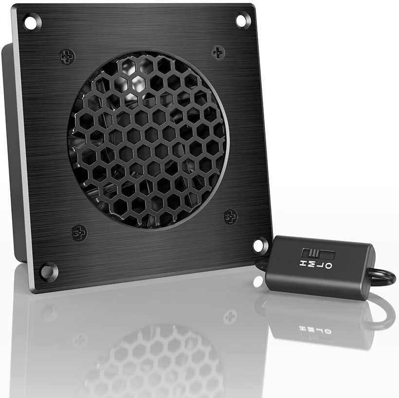 AC Infinity AIRPLATE S1, Quiet Cooling Fan System 4 with Speed Control, for Home Theater AV Cabinets