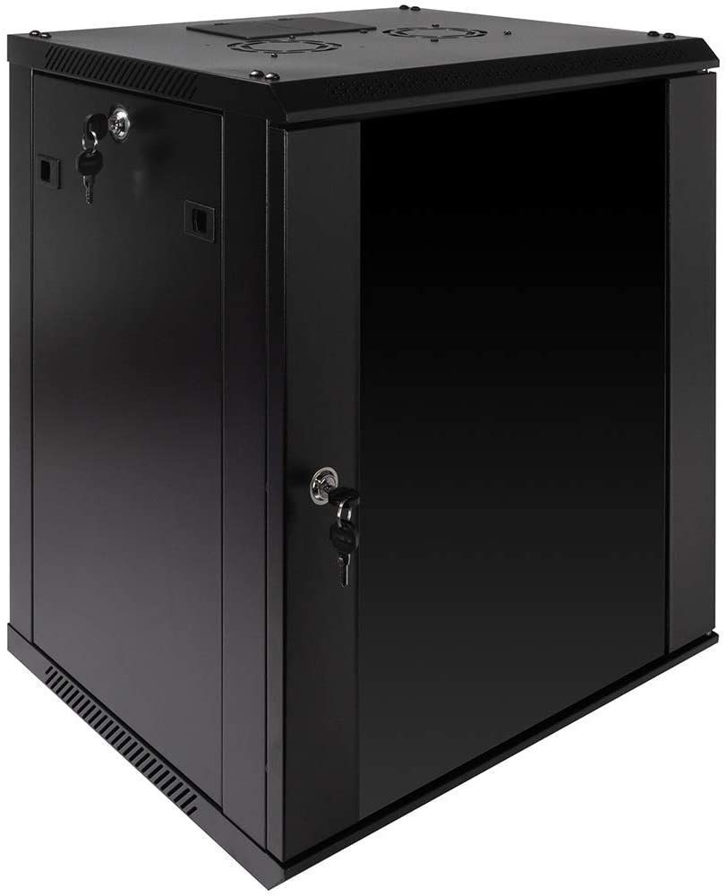 NavePoint 12U Wall Mount Network Server Cabinet for 19” IT Equipment, A:V Devices, Temper